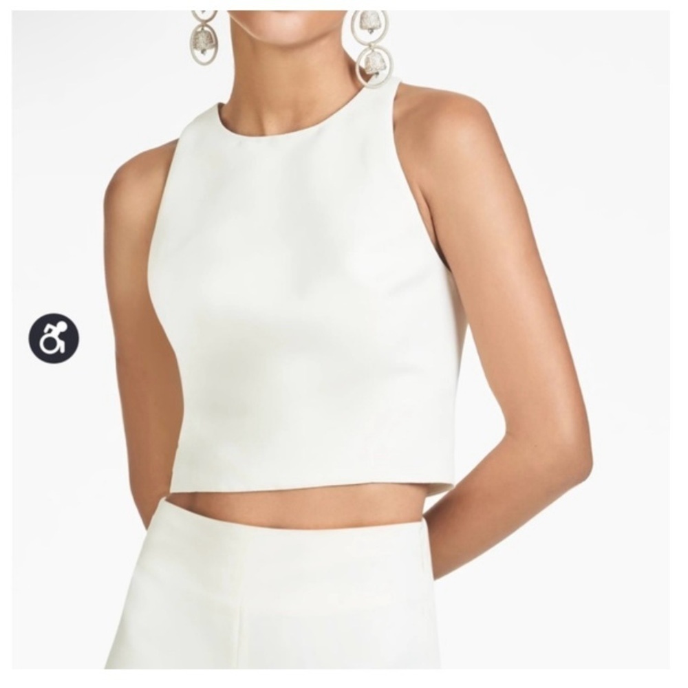 Sachin + BABI racer back crop top Elegant White Sleeveless Top S